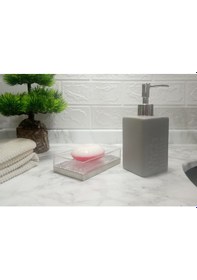Resim Sıvı Sabunluk Ve Sabunluk 2 Li Banyo Seti,gri Renkli Çok Renkli 
