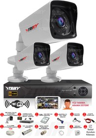 Resim TAIKY 3 Kameralı 5mp Sony Lensli Fullhd 1080p Yüz Tanıma Wıfı Güvenlik Kamera Sistemi W-f468-320 