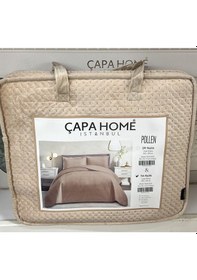 Resim Yeni Nesil Nubuk Yaz - Kış Modern Lüks Yatak Örtüsü, Pollen ,çapa , Çift Kişilik Cappuccino 