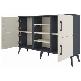 Resim Arges Konsol 5 Raflı 4 Kapaklı 132x30x83 Antrasit-aytaşı/aytaşı Aytaşı/aytaşı 
