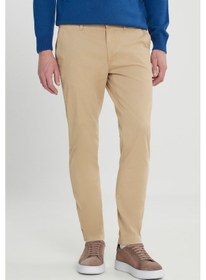 Resim AC&Co / Altınyıldız Classics Erkek Bej Comfort Fit Rahat Kesim Pamuklu Esnek Armürlü Yan Cep Pantolon Bej 