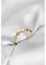 Resim Gold Renk Minimal Kalp Model Zirkon Taşlı Pirinç Kadın Yüzük - Ebj260214w39656 Renkli 
