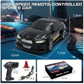 Resim 1/64 Rc Araba 2.4g 4wd Yüksek Hızlı Drift Mini Masaüstü Araba Yarışı Dört Black Black 