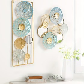 Resim 1 Adet Dökme Demir Lotus Duvar Dekoru - Şık Modern Asya Esintili Turkuaz Mavi ve Altın Vurgulu Oturma Odası, Yatak Odası, Ofis İçin Asma Süs - Ev Hediyesi, Giriş Alanı, Yemek Masası Dekorasyonu, Sanatsal Ayna Tasarımı, Lüks Yüzey İşçiliği, Dekoratif Sanat, Yüksek Kaliteli El İşi, Dekoratif Ayna, Ev Dekorasyoncüler için 