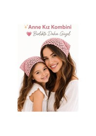 Resim Anne Kız Kombin Bandana El Örgüsü Saç Bandı Bohem Stil Ayarlanabilir 2li Set Beyaz 