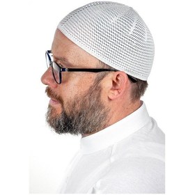 Resim Lüks Çelik Örme Namaz Takkesi Beyaz 1 Adet 
