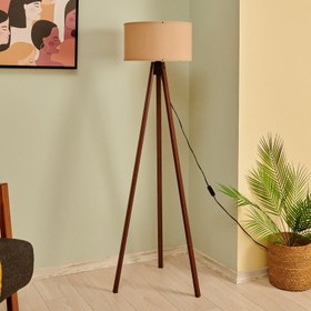 Resim Homing Ahşap Üç Ayaklı Lambader - Ceviz Ayak / Çöl Beji Kumaş Başlık 