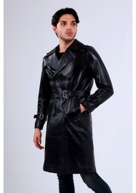 Resim Erkek Hakiki Deri Trençkot (544944678) Siyah 