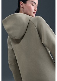 Resim Nike Tech Fleece Full Zip Women Windrunner Hoodie Kapüşonlu Fermuarlı Kadın Sweatshirt Yeşil Koyu Yeşil 