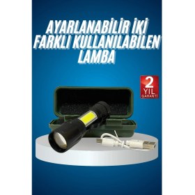 Resim LED Lamba El Feneri Küçük Taşınabilir USB Şarjlı Acil Durum Lambası 