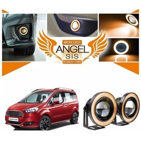 Resim Ford Tourneo Courier Uyumlu, Universal Mercekli Led Angel Sis Far 76 mm Turuncu Renk (01) (Sts Oto Aksesuar) 