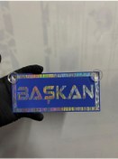 Resim Mavi Renk Üzeri Hologram Renk Başkan Yazılı Vantuzlu Cam Süsü 