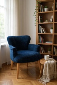 Resim WATERYBROOK Tekli Koltuk, Berjer, Balkon, Bahçe, Ofis Çay Seti, Teddy Kumaş, Ceviz Ayak 