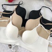 Resim 3 Parça Dikişsiz Sırt Açık Düşük Boyun İç Çamaşırı - Naylon & Elastan Karışımı, Şeffaf Askılı, Teli Destekli, Çıkarılmayan Pedler, Günlük ve Özel Günler için Seksi Plunge/Scoop Tasarım 