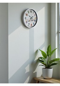 Resim 36 Cm Beyaz Çocuk Odası Duvar Saati Açık 