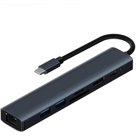 Resim ALLY BYL-2303 7 IN 1 Type-c To USB + Type-c + Ethernet + Kart Okuyucu + HDMI Dönüştürücü 