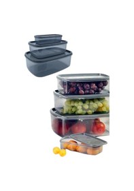 Resim Vos Versa Dikdörtgen Şeffaf Kilitli Saklama Kabı Seti Füme 3'lü Füme 