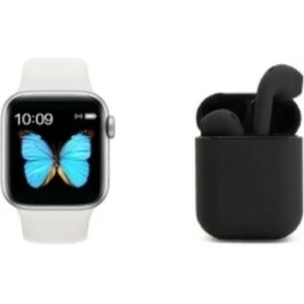 Resim Xiaomi Redmi Note 9 Pro Uyumlu Beyaz Watch 6 Series Akıllı Saat + Siyah Tws I12 Bluetooth Kulaklık 