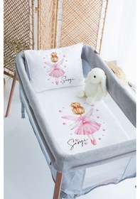 Resim %100 Delux Pamuk Saten İsme Özel İsimli 70x120 Park Yatak Nevresim Seti Pembe Peri 