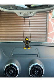 Resim 3dbaydesign Altın Zincirli Sallanan Ördek Yeni Trend Dikiz Ayna Süsü (siyah Sarı) 