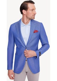 Resim Ysf Erkek Saks Mavisi Regular Fit Sivri Yaka Tek Ceket 001 