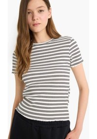 Resim DeFacto Regular Fit Bisiklet Yaka 2'li Fitilli Kaşkorse Kısa Kollu Tişört F5900AX25SMWT34 