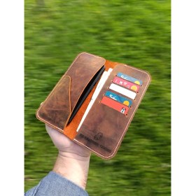 Resim FH Leather Goods Hakiki Deri El Yapımı Telefon Bölmeli Cüzdan - Tüm Telefonlara Uygun (Isme Özel) 