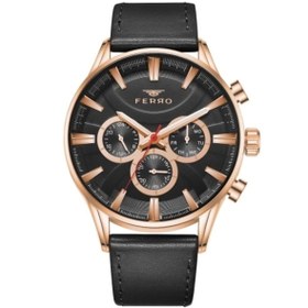 Resim FERRO Siyah Deri Kordon Erkek Kol Saati FM11180B-R 