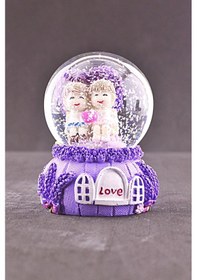 Resim Dekoratif Hediye Sevgiliye Aşkımsın Temalı Mini Boy Lila Kar Küresi 6,5 cm Boy Işıklı Kar Küresi 