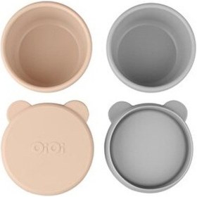 Resim Silikon Kapaklı Mini Kase 2'li Bubble Beige - Gri 4 Adet 