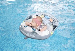 Resim Mambobaby Yüzme Simidi - Kedi ve Balıklar, Emniyetli, Gölgelikli ve Ayak Destekli 