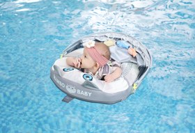 Resim Mambobaby Yüzme Simidi - Kedi ve Balıklar, Emniyetli, Gölgelikli ve Ayak Destekli 