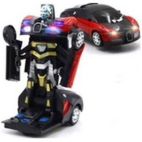 Resim Robota Dönüşen Araba Siyah Model 2 Pilli Hareketli Işıklı 