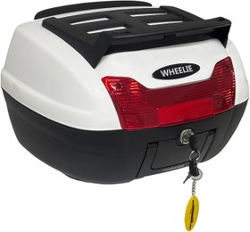 Resim WHEELIE XT60-W 40 Litre Motosiklet Arka Çanta Beyaz Su Geçirmez ABS Top Case Bagaj Üniversal 