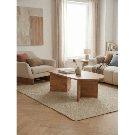 Resim tridihome Lüks Tasarım Oval Orta Sehpa Masif Görünümlü Geniş Ayaklı Salon Ofis Sehpası 119X50X40CM Modern Doğal Ahşap Dokulu 