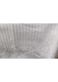 Resim Yatak Örtüsü Zümrüt Tek Kişilik Dantelli Açık Eflatun %80 Pamuk El Yapım 