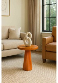 Resim Masif Ahşap Tekli Sehpa Rustik Mantar Form Yan Sehpa - Açık Ceviz Renk Açık Meşe 