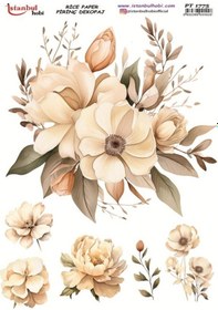 Resim Pirinç Dekopaj Kağıdı 30x42cm Pt-1775 Çiçekler 