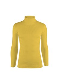 Resim Erkek Sarı Balıkçı Yaka Boğazlı Slim Fit Kazak Sarı 