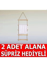 Resim Bundera Towel Jüt Merdiven Ahşap Banyo Havlu Askısı Askılık Askı Çok Renkli 