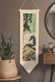 Resim Duvar Halısı Pinterest Dekoru, Hokusai Sanat Serisi 100cm Kanvas Flama Askılı Duvar Örtüsü NO:650 - Renkli - 3 / 30 x 100 