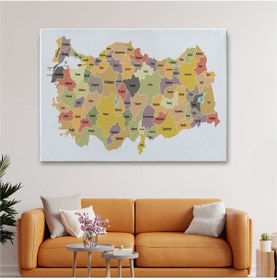 Resim Es10 Türkiye Haritası Kanvas Tablo Eğitici ve Öretici Dekoratif Tablo Tablo 3126 (95 x 165) 