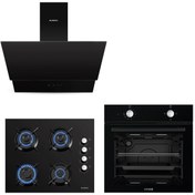 Resim Kumtel B66-S2 DDT - KO-40TAHDF - DA6-835 Dokunmatik Siyah Cam Ankastre Set 