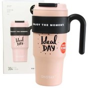 Resim Shotay ST-8917 Çift Kullanım Pipetli/Rahat İçim Pembe 1000ml Çelik Matara 