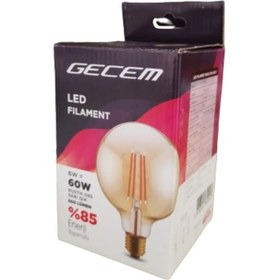 Resim 6w G95 Rustik Led Filamentli Ampul Sarı Işık 660 Lümen 2li Paket 