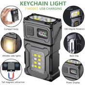 Resim 1 adet Ultra-Bright Mini LED El Feneri - Şarj Edilebilir, Taşınabilir COB Çalışma Lambası Metal Klips ve Manyetik, 7 Mod, 180 Derece Döndürme, USB Şarj, 500 Lümen, Lityum Pil, Kamp, Tamir ve Acil Durum Kullanımı için İdeal, Kamp Ekipmanı | Kompakt El Feneri | USB Şarj Edilebilir Işık 