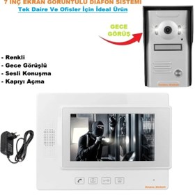 Resim Uygun 7 inç Görüntülü Diafon Sistemi Renkli +Ses ve kapı açma (Tek daireler ve ofisler için) 