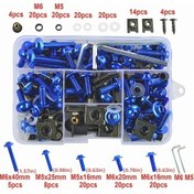 Resim Turcoshop11 Mavi 177 Parça Universal M5 M6 Motorcycle Fairing Civata Kit Honda Bmw Kawasaki Yamaha 
