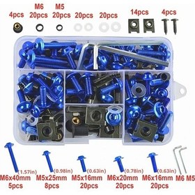Resim Turcoshop11 Mavi 177 Parça Universal M5 M6 Motorcycle Fairing Civata Kit Honda Bmw Kawasaki Yamaha 