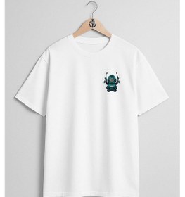 Resim Bahriyeli Collection Oversize Mecha Octopus Diver Dalgıç Cep Ve Sırt Tasarımlı Unisex T-shirt Beyaz 
